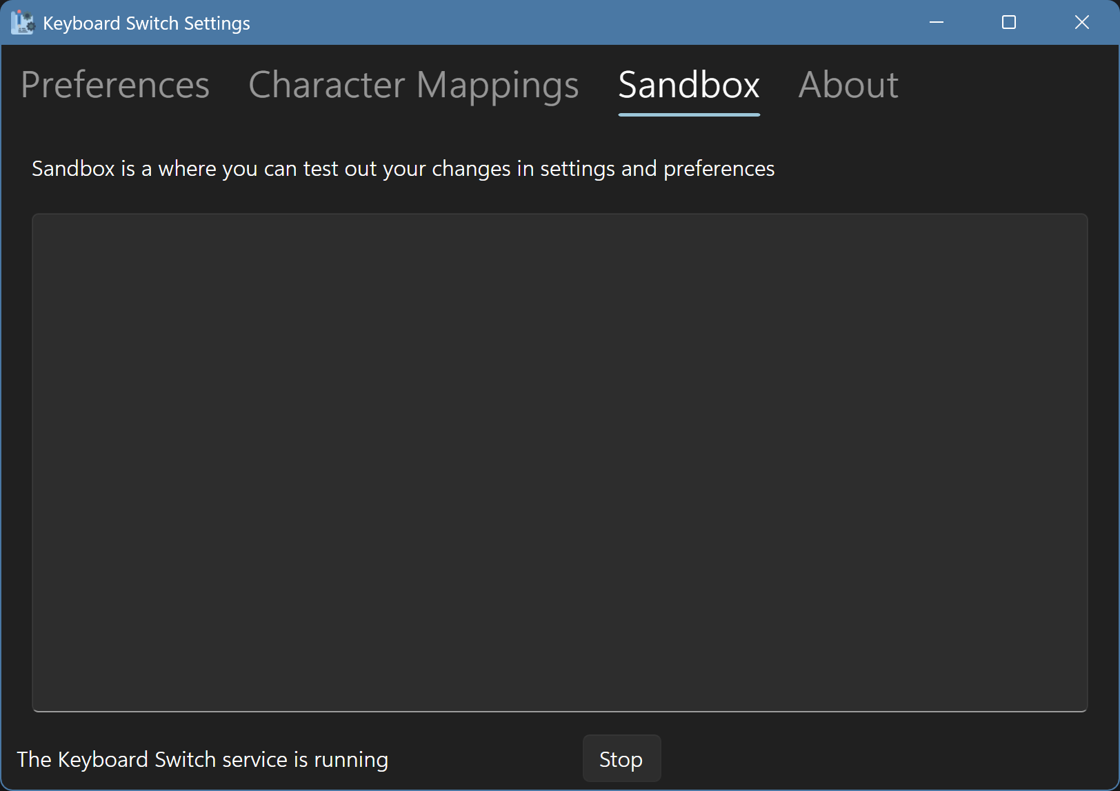 The sandbox tab